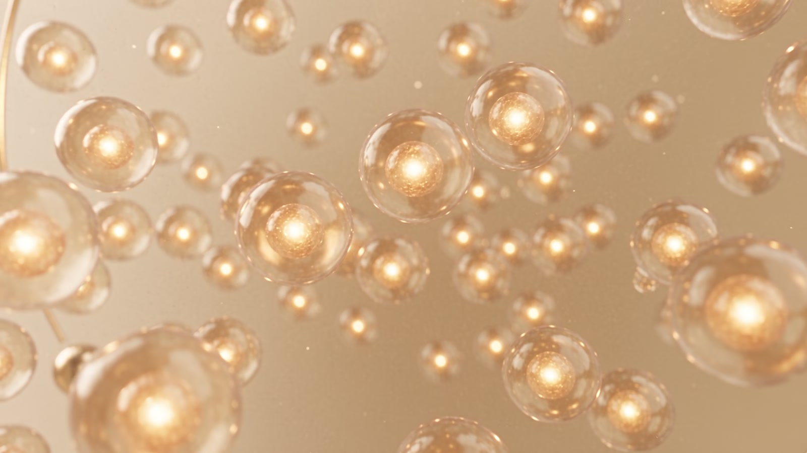 Partículas de luz dourada dispersas num espaço marfim